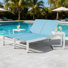 76.8" Long Reclining Aluminum Double Chaise Lounge Set with Tables