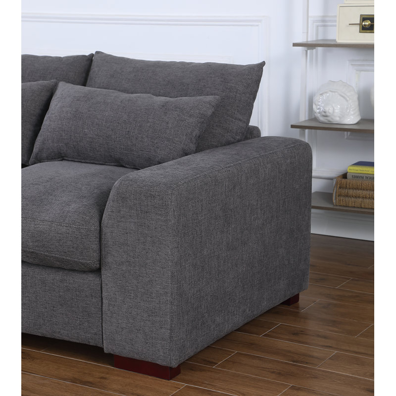 Canapé modulaire réversible de 123 po de largeur avec repose-pieds, Mélange de lin gris foncé