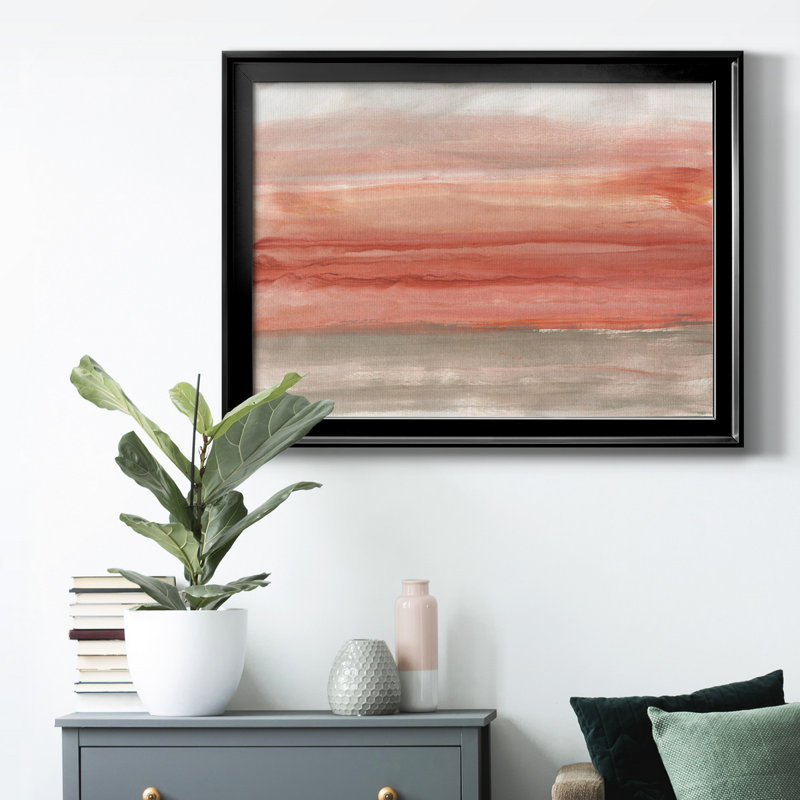 Ciel Oasis - peinture encadrée, H 26,5 po x l 36,5 po x P 1,5 po, Toile avec cadre noir, Pas de tapis