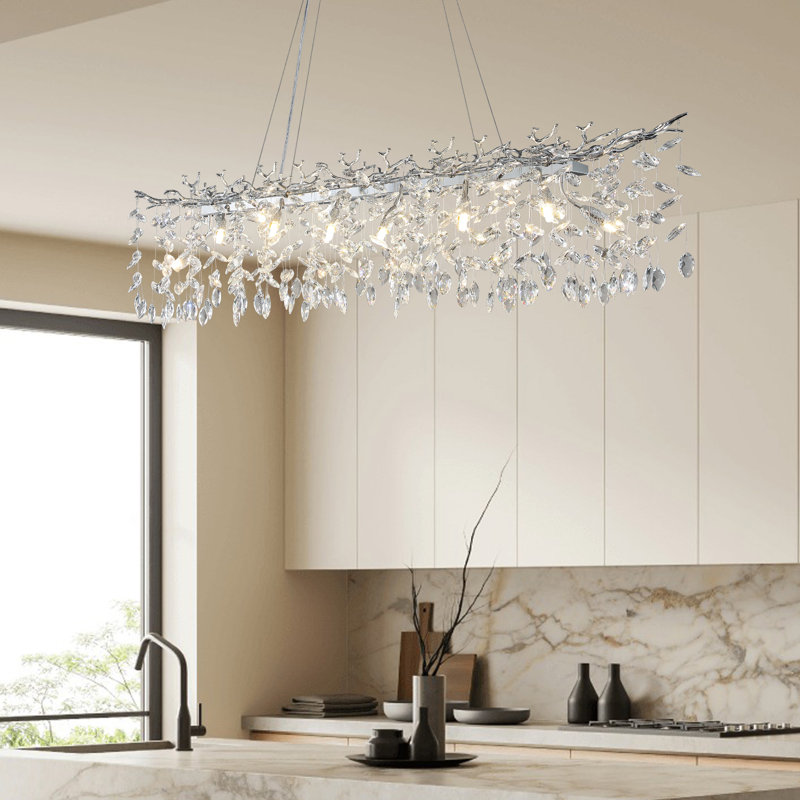 Lustres en cristal Erdenheim, Argent argent, H 15,7 po x l 47,2 po x P 16,2 po