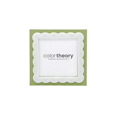 Mariposa With White Scallop Border 4x4 Frame In Green