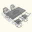 Cet ensemble de salle à manger en fonte d'aluminium toutes saisons comprend des chaises pivotantes et une table rectangulaire avec cadre noir-895229320