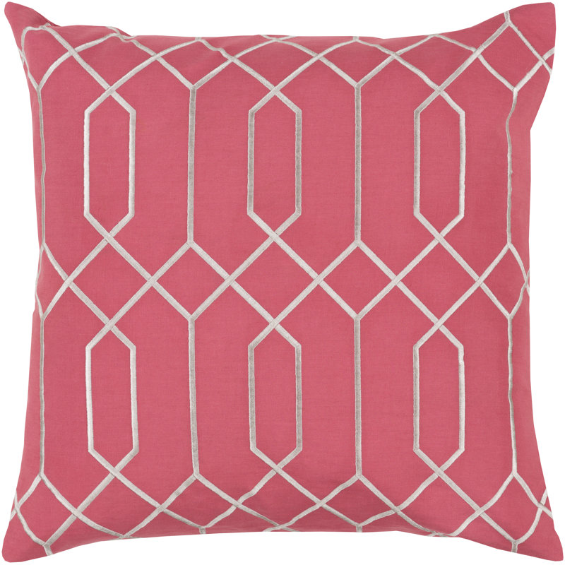 Skyline Geometric Throw Pillow, 20" x 20", Carnation, Down