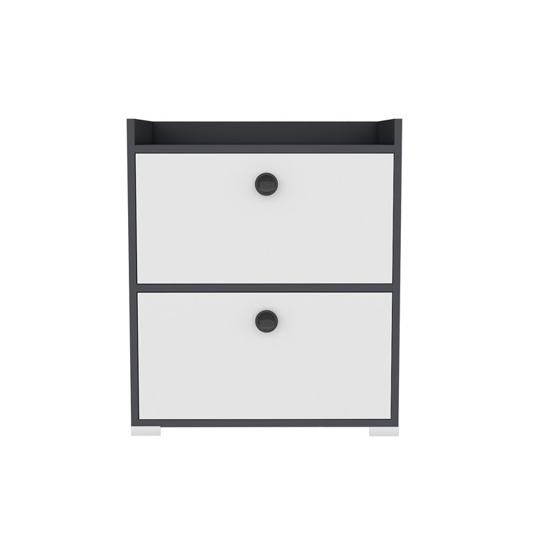 Armoire de rangement pour chaussures 2 paires, Gris anthracite / blanc