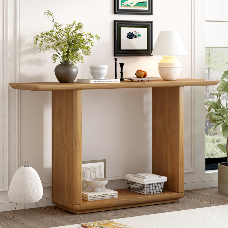Kempf Minimalist Curved Corners Console Table, Brown