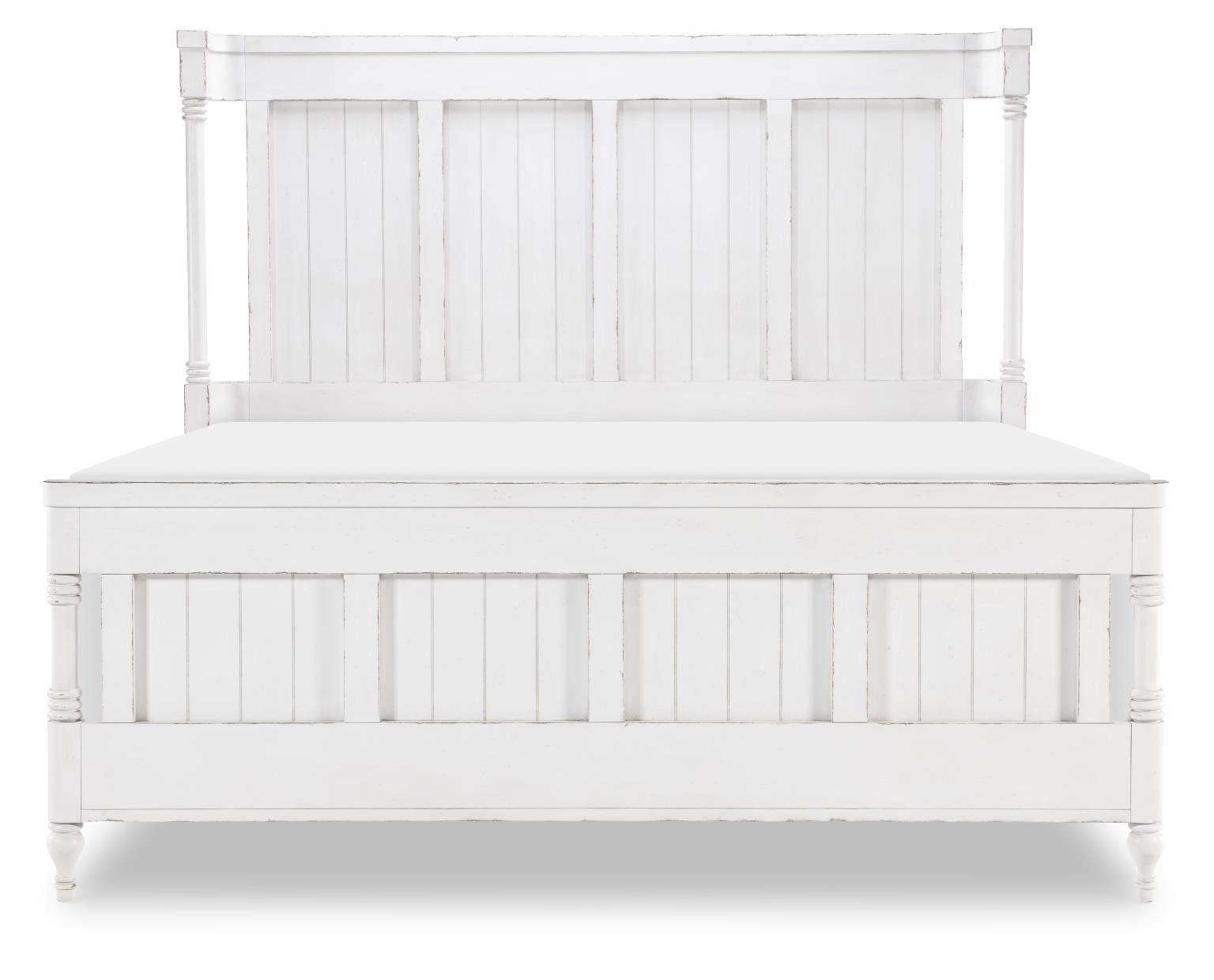 Country Living Wingback Oak Bed, White, Queen