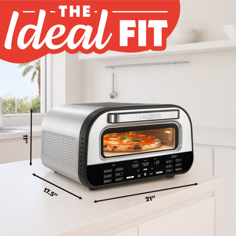 Gourmia Indoor Pizza Oven Indoor Pizza Oven with 7 Cooking Presets, Stainless Steel