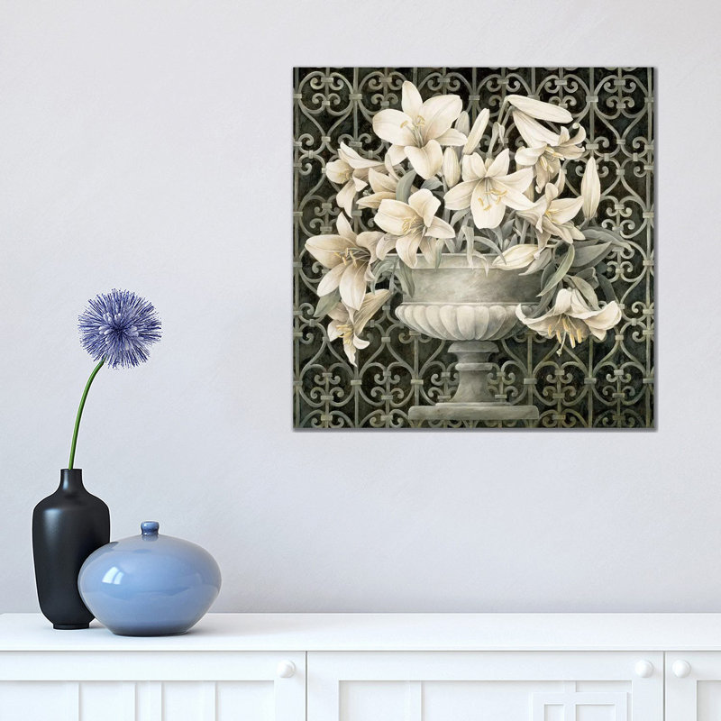 Lilies In Urn by Linda Thompson - Wrapped Canvas Print, 45.72 cm H x 45.72 cm W