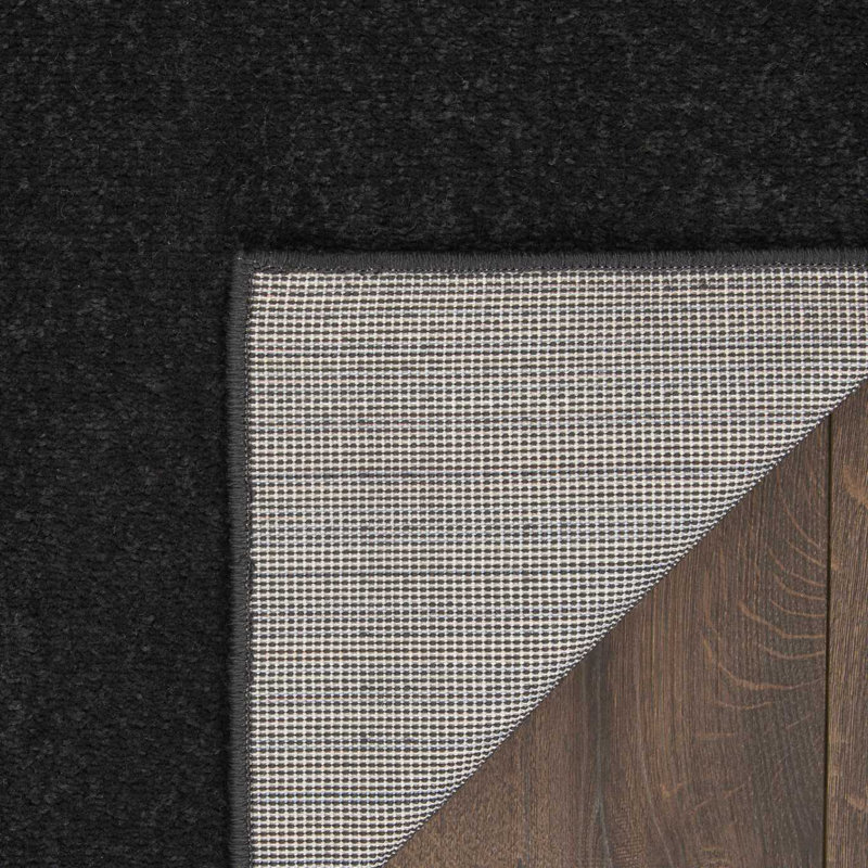 Tapis intérieur / extérieur noir Mullican Sandy, Tapis de couloir 2 pi x 6 pi