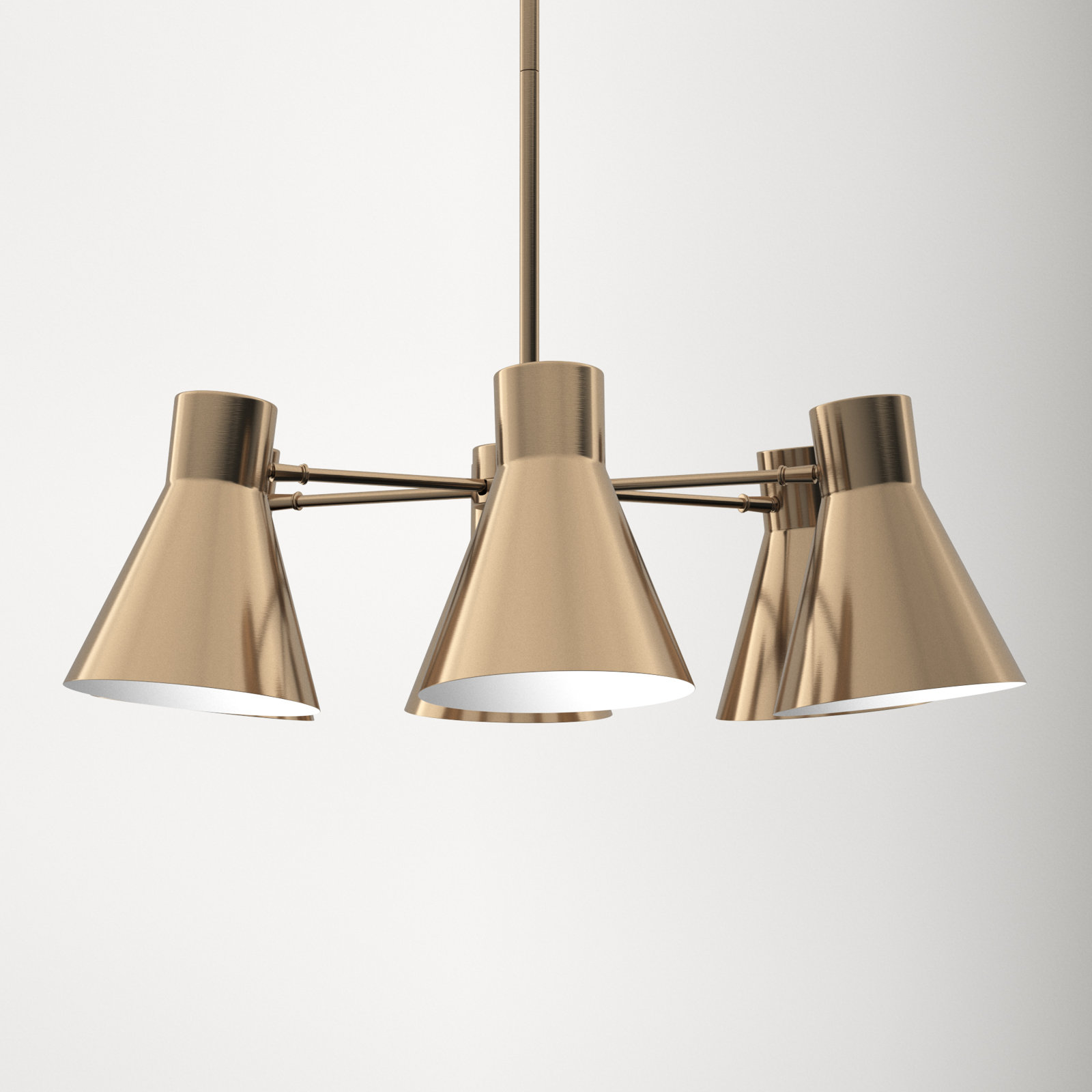 Anton 6 - Light Dimmable Cone Chandelier, Satin Brass