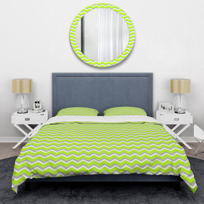 Ensemble de housse de couette en microfibre vert / blanc 3 pièces