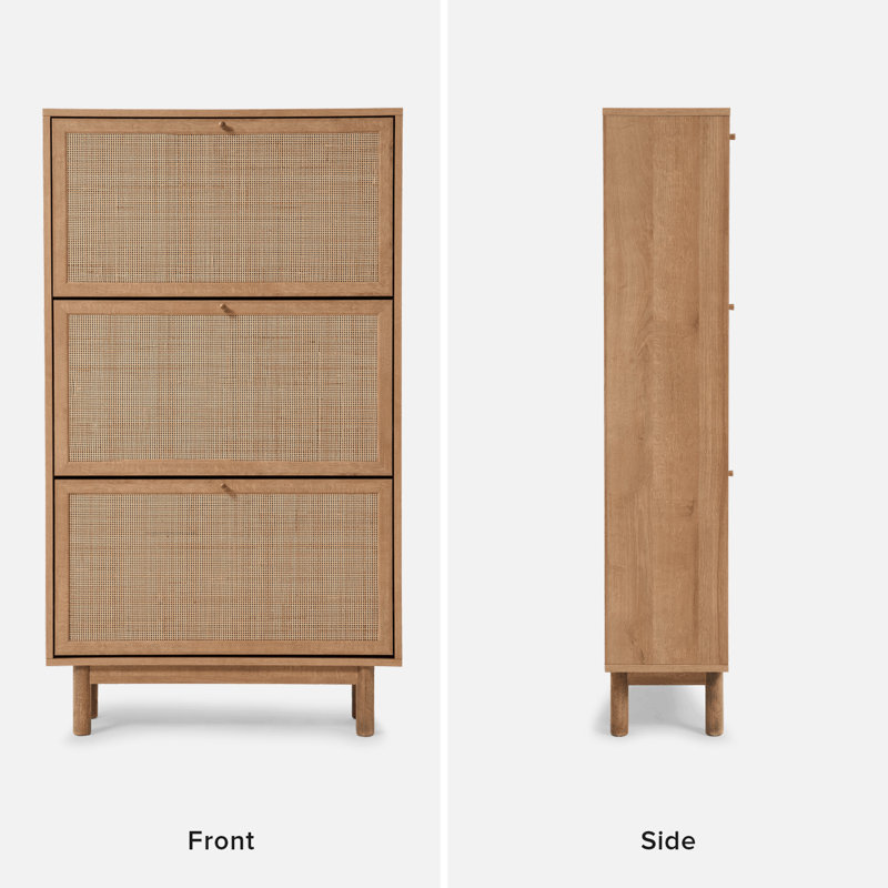 18 Pair Flip Down Shoe Storage, Oak