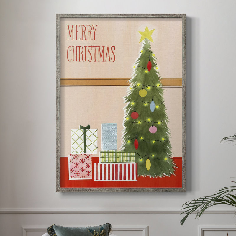 «Christmas Stockings Collection B», reproduction encadrée - bois massif, H 11 po x l 9 po