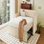 Lit de jour simple tapissier avec couchette escamotable, beige-1305692485