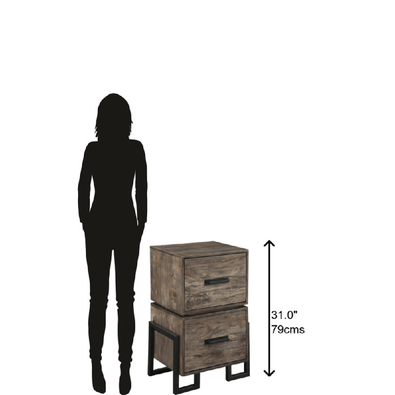 Industrial Black and Brown 2-Drawer Vertical Filing Cabinet