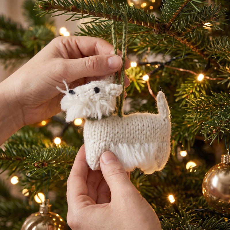 Arcadia Home Westie Hand-Knit Ornament