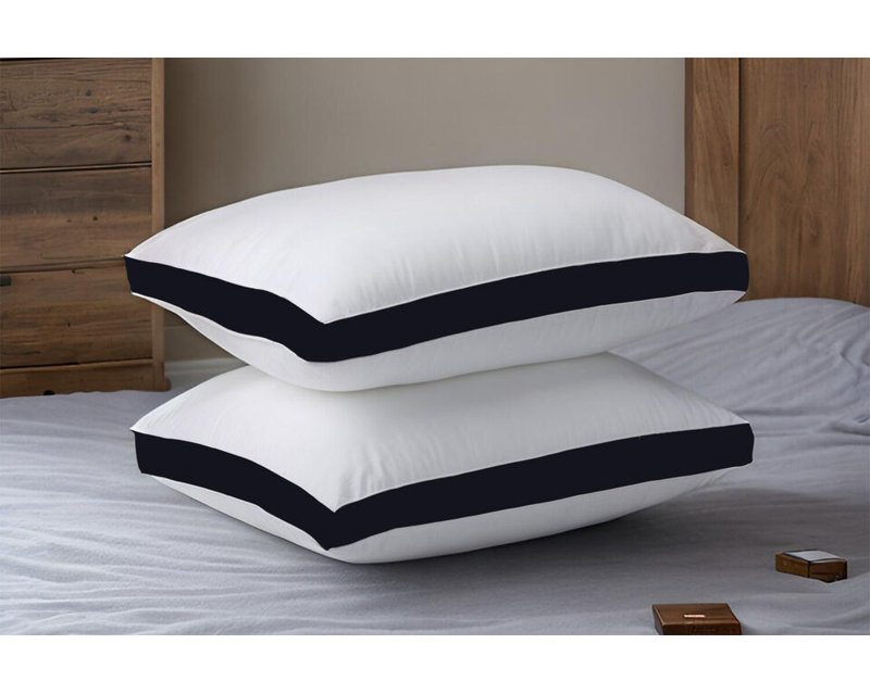 Polyester L75 x W50cm Extra Plush Support Pillow (Set of 2), Navy