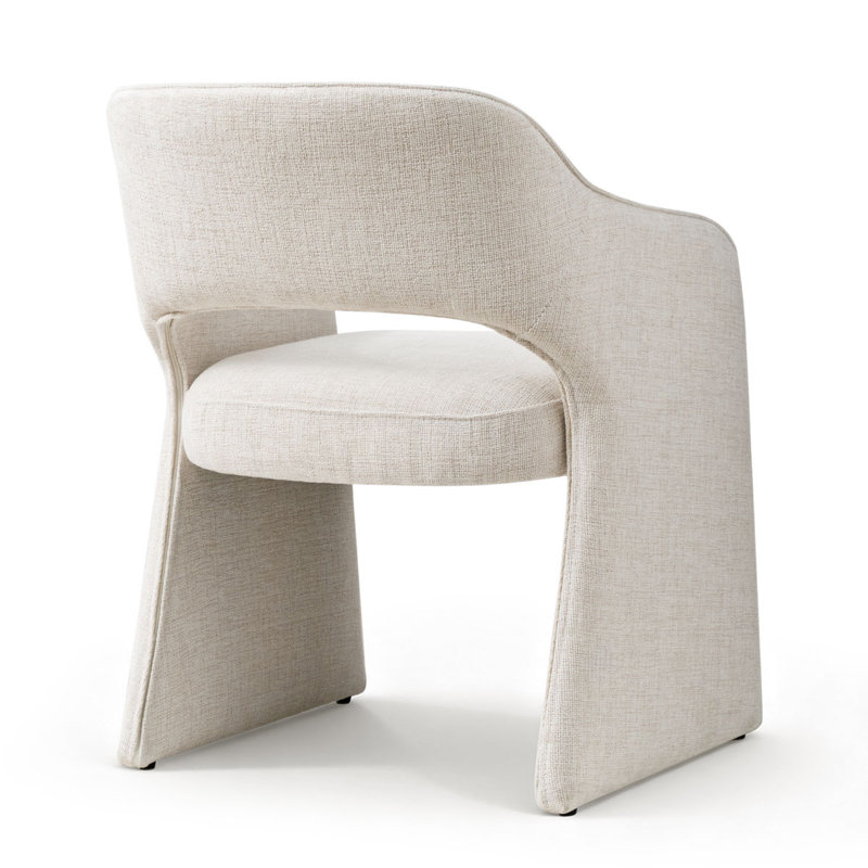 19" Seat Height Upholstered Dining Armchair, Beige