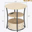 Table basse Table d'appoint ronde avec station de charge, table de bout à 3 niveaux avec sac de rangement en tissu et tablette, bois naturel