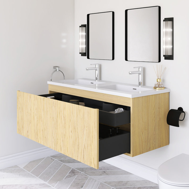 Ensemble de meuble-lavabo double 48 po avec plateau en résine intégré 48 po
