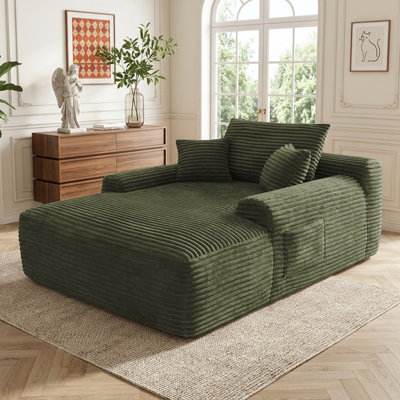 Chaises longues intérieures à compression, canapé-lit moderne vert moelleux pour la maison