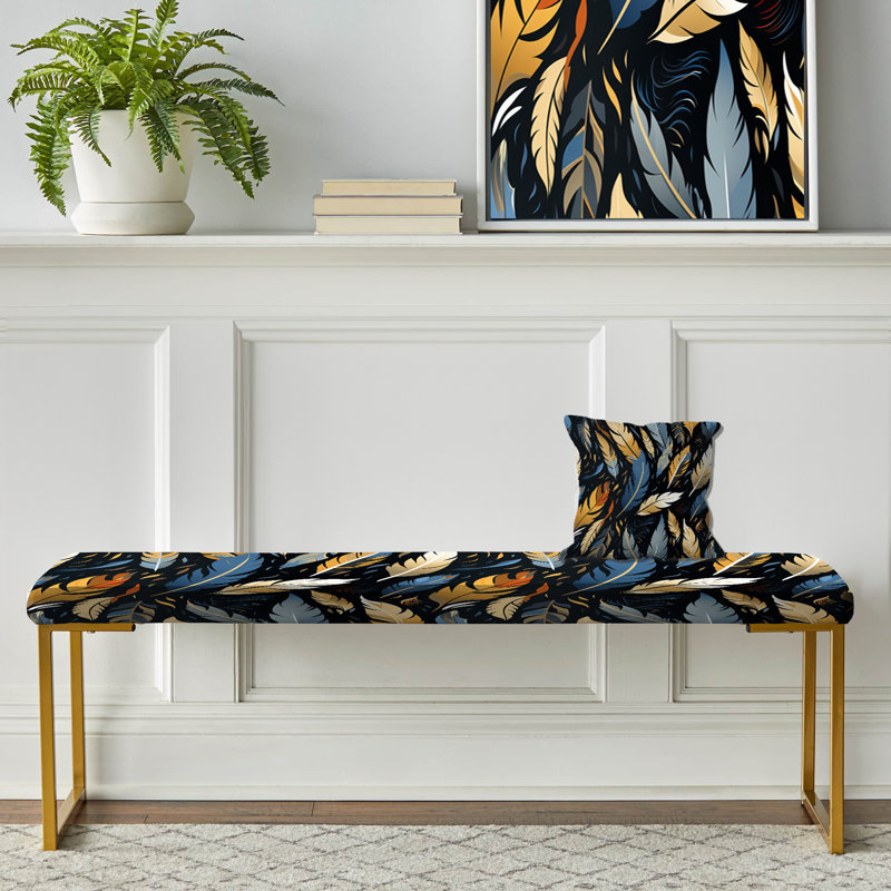 Feather Tribal Fusion I - Banc abstrait rembourré or