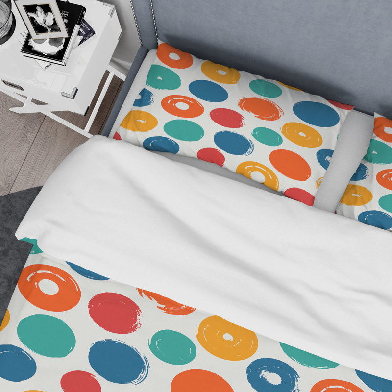 Ensemble de housse de couette en microfibre rouge / bleu / jaune 3 pièces, Housse de couette pour très grand lit et 2 très