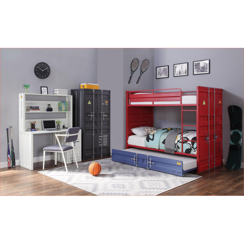 Bureau d'écriture avec huche Rangement à 1 porte, H 60 po x l 47 po x P 24 po | Fer, Beige