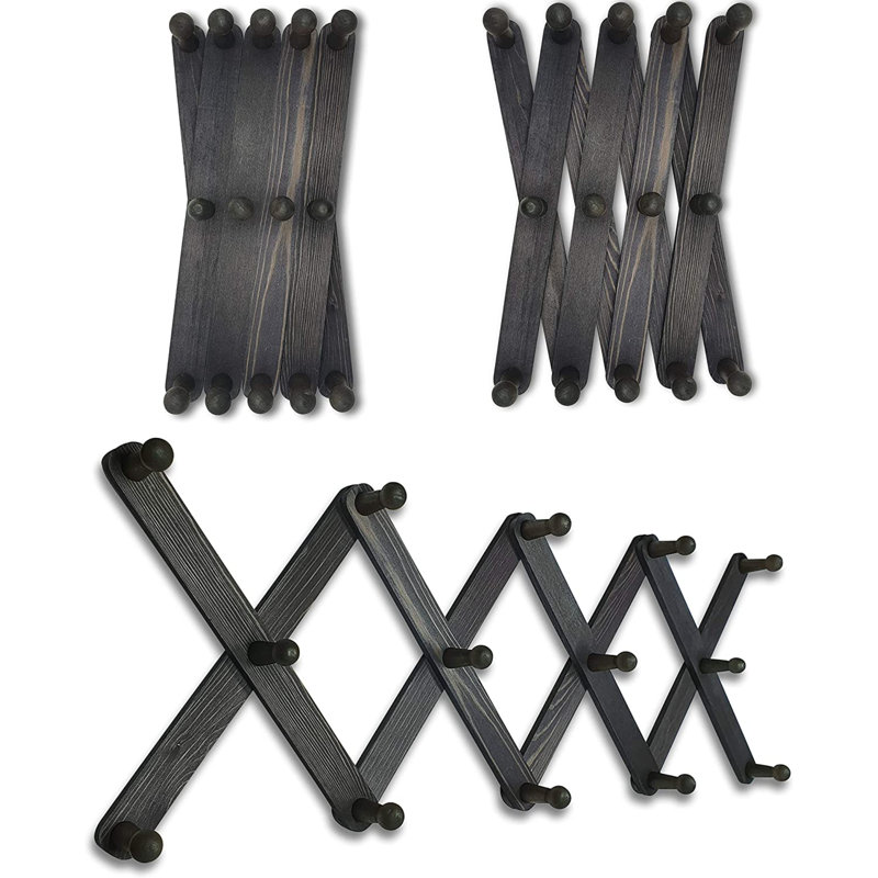 Libra Solid Wood Wall 14 - Hook Wall Mounted Coat Rack, Black