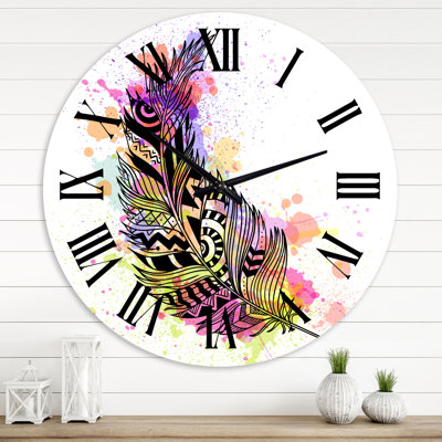 Croquis de plumes et géométrie IIi - Horloge murale moderne