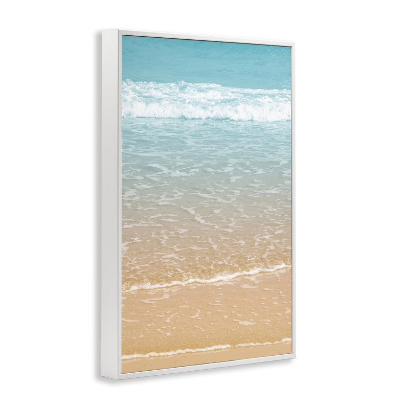 «Clear Summer Waters», estampe numérique par Nataly White, Giclée encadrée blanc bord de mer, H 18 po x l 12 po