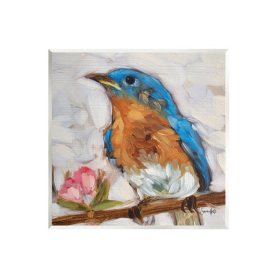 Oiseau bleu en fleurs - peinture