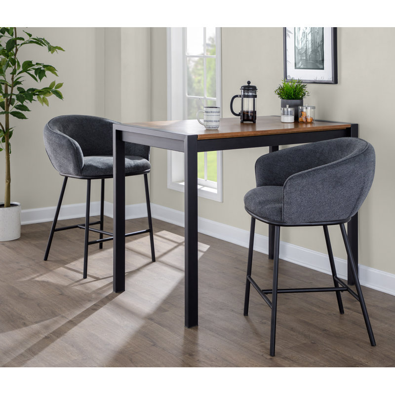 Kateryn 25.5" Upholstered Counter Stools, Charcoal