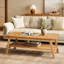 Solid Wood Pedestal Coffee Table with Storage