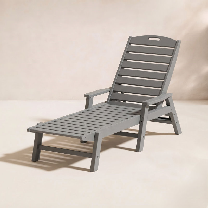 Chaise longue avec accoudoirs POLYWOOD, Gris ardoise