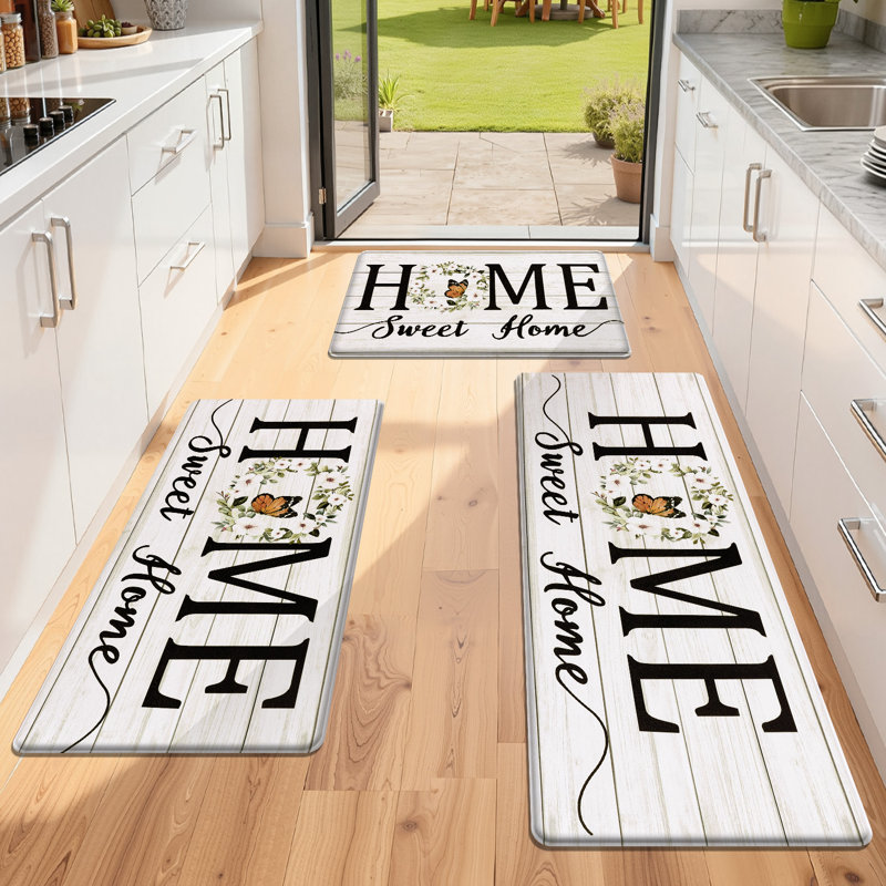 Ensemble de 3 tapis de cuisine Farmhouse, Blanc