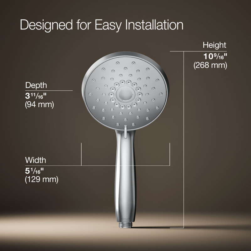 Forte 1.75 gpm Multi function Handheld Shower Head with Katalyst Air Induction Spray, Polished Chrome