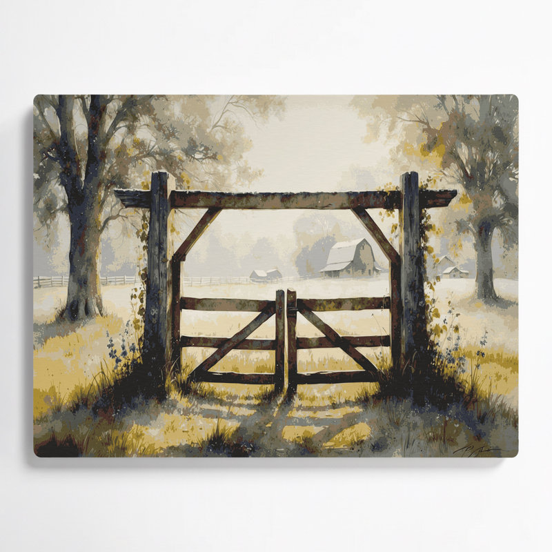 «Farm Farm Gate», art mural en métal beige, H 11 po x l 14 po