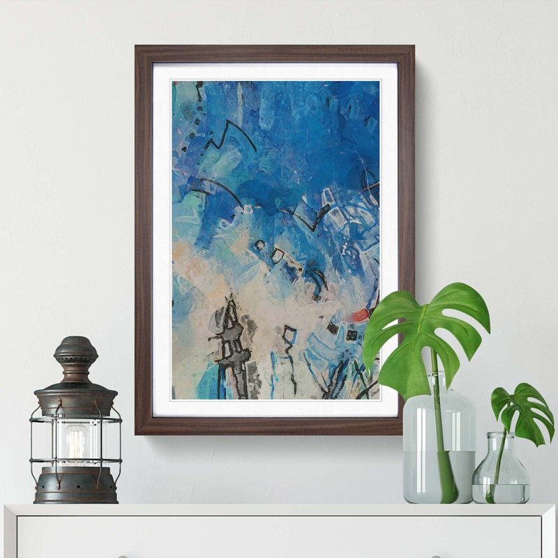 Abstract Art Painting Vol.2 - Picture Frame Painting Print, 36cm H x 27cm W x 2cm D, Walnut Framed