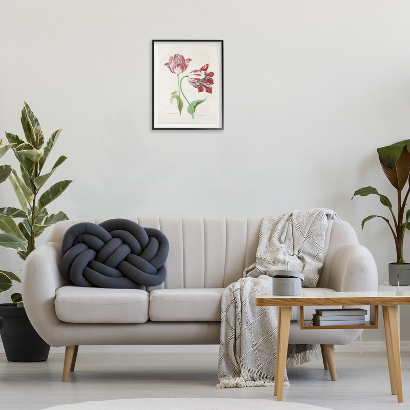 «Classic Tulip Study Gray», art de la giclée par Jacob Marrel, H 20 po x l 16 po, Giclée encadrée noir minuit