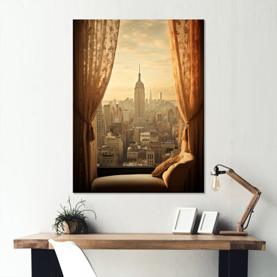 Vintagenyc Urbanscape Window View III - New York City Metal Wall Art