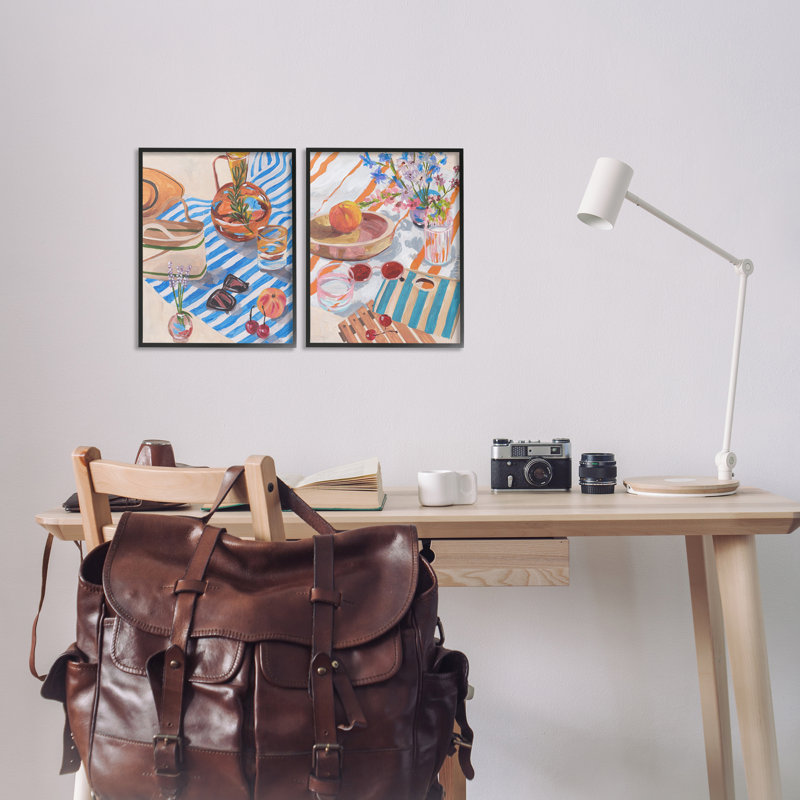Ensemble de 2 giclées Tangerine Tides, par Melissa Wang, H 14 po x l 11 po, Giclée encadrée noir minuit
