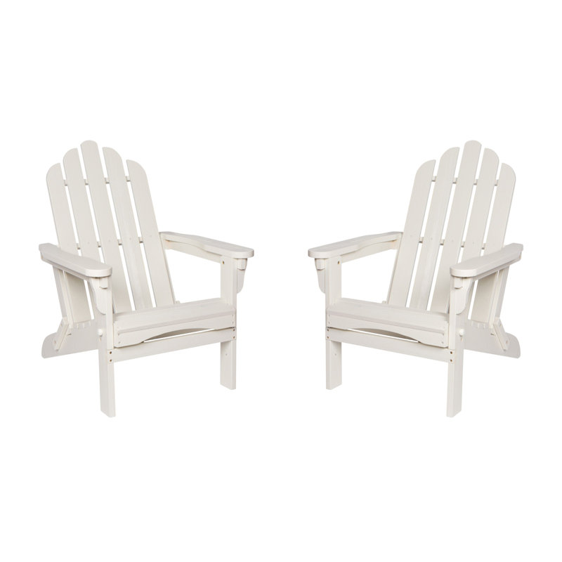Chaise Adirondack pliante en bois massif Amza, Crème