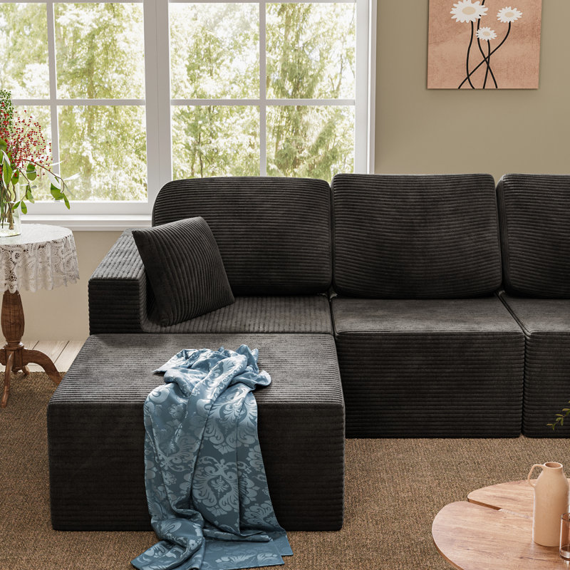 Boneless U-Shaped Modular Sectional Sofa, Cloud L-Shaped Sectional Couch with Deep Seat for Living Room Bedroom