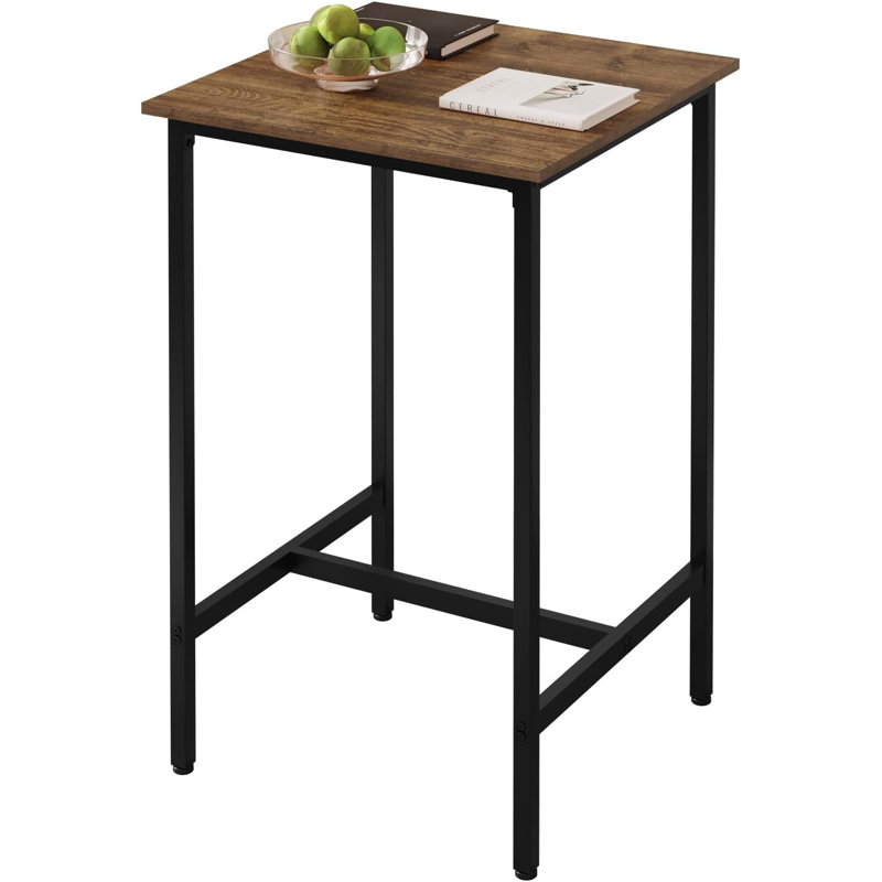 Neverson Metal Base Dining Table, Black, Dark Brown Wood