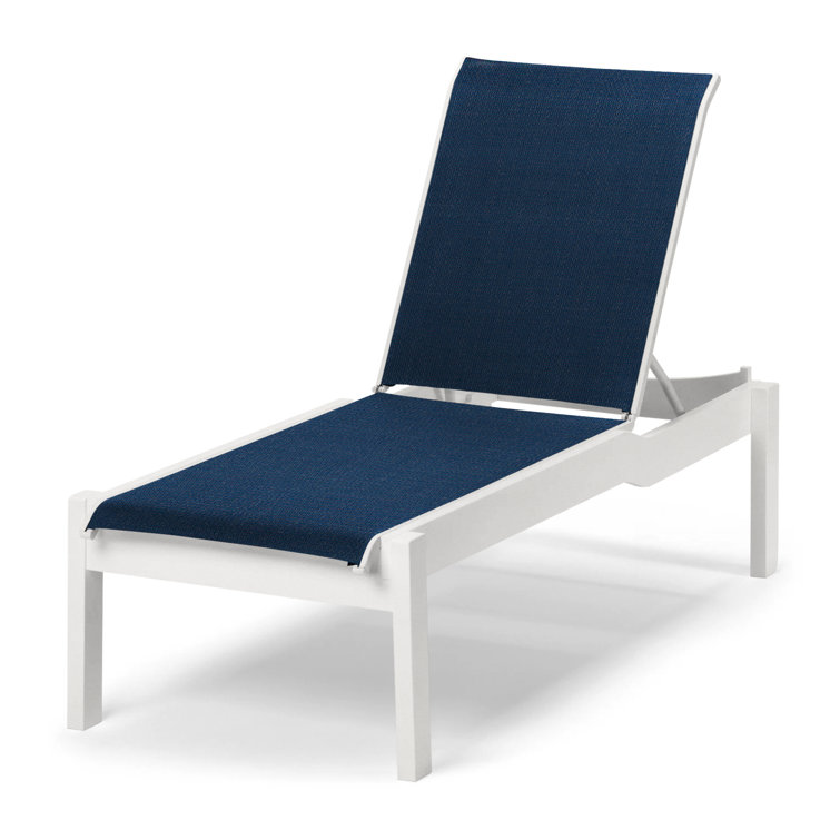 Leeward MGP Sling Lay-flat Stacking Armless Long Frame Chaise with Wheels