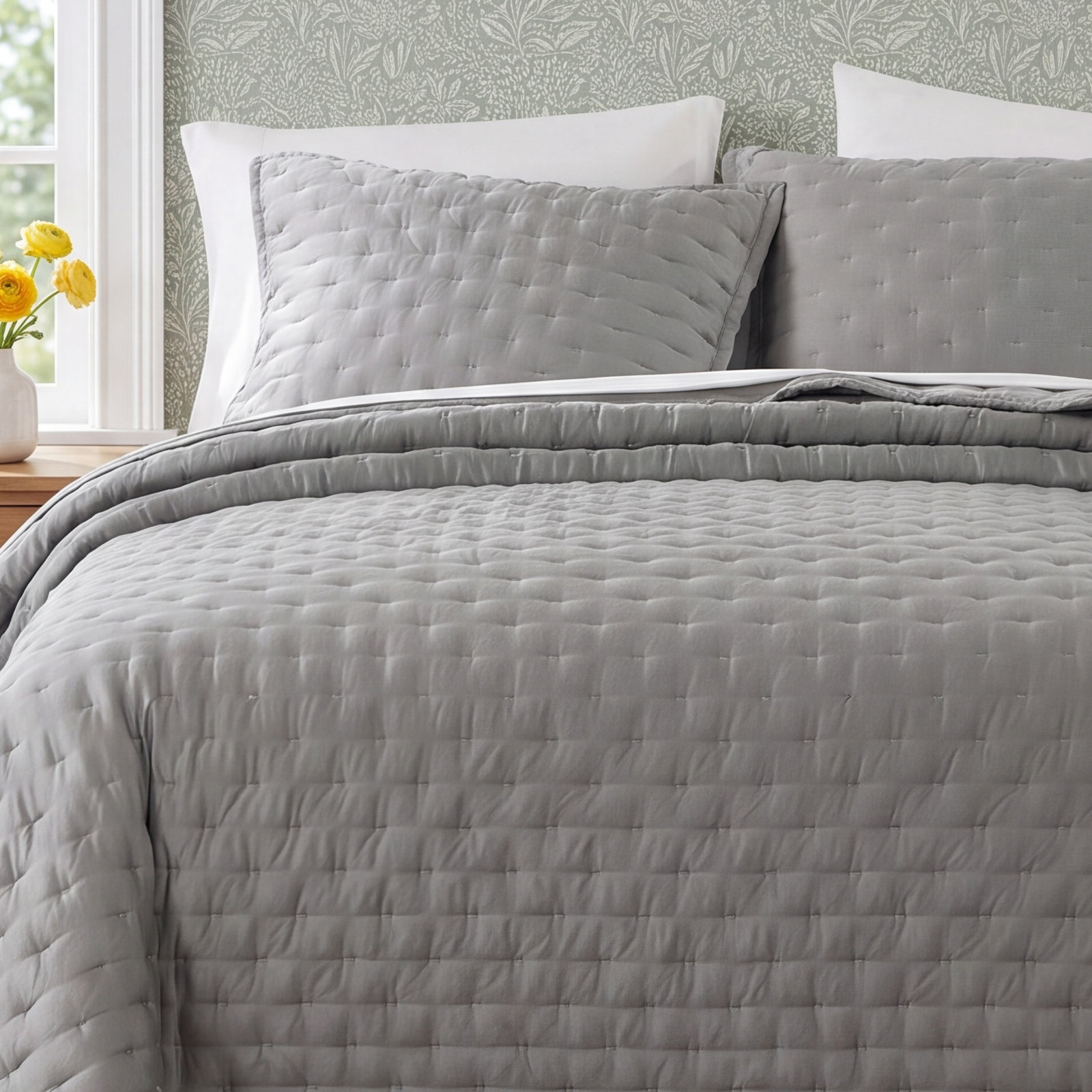 Riggi Lyocell Quilt Set, King Quilt + 2 King Shams, Sage