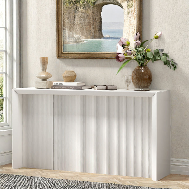 Console avec lignes simples et panneau arrière, Beige