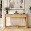 Table d'appoint 63 "avec dessus en faux travertin - garniture or rose, 2 tiroirs et tablette ouverte