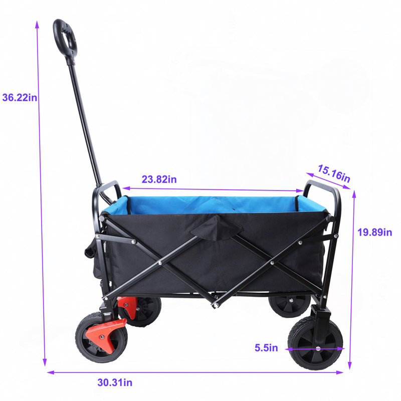 Mini chariot de plage pliable, Noir / Bleu